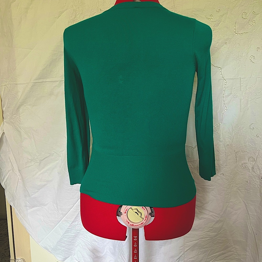 🔶2 for $18 JacquiE size XS vibrant green 3/4 sleeve cardigan/top - Picture 2 of 4